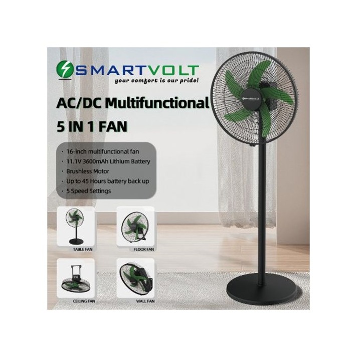 SmartVolt 16-Inch Rechargeable Fan — Up to 12 Hours Backup During Power Outage