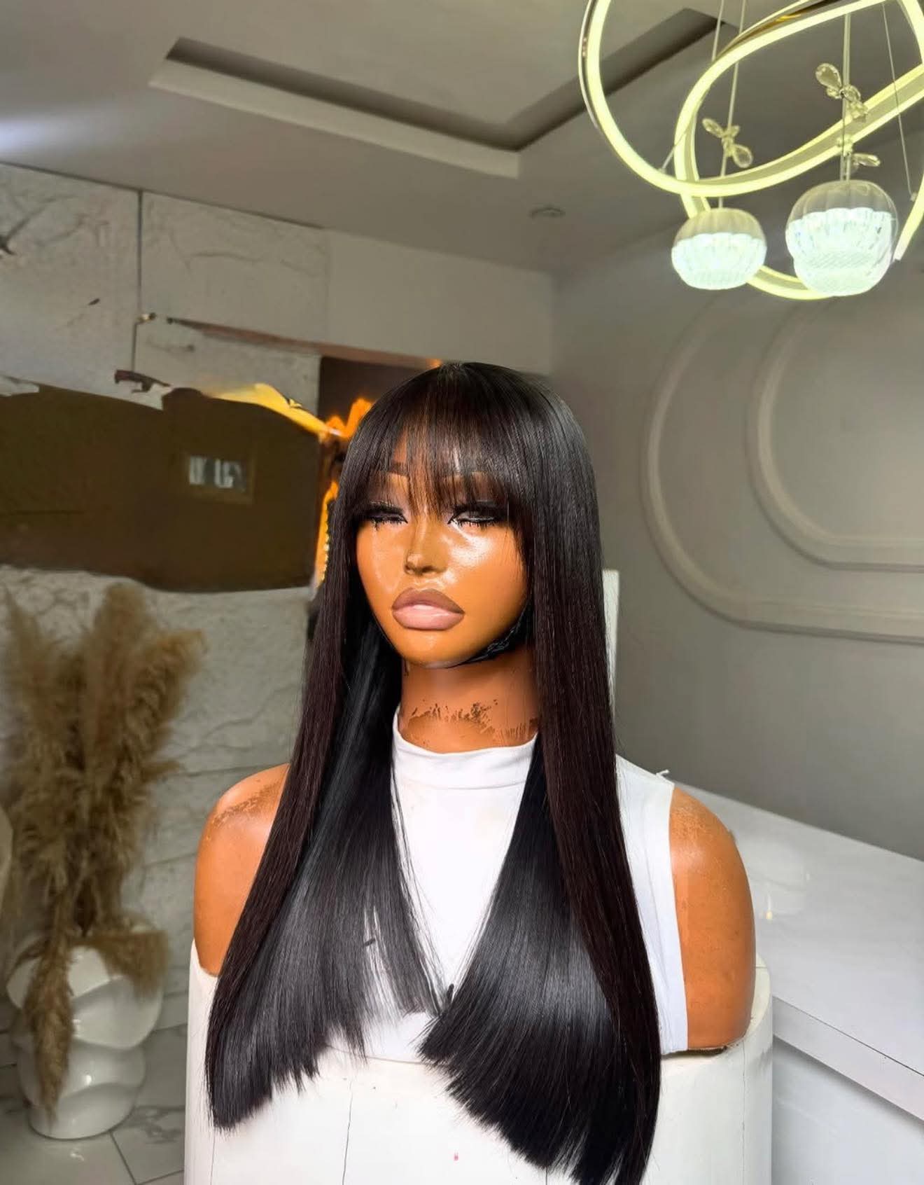 Vietnamese Sdd bone straight closure fringe 18" with a 2x6