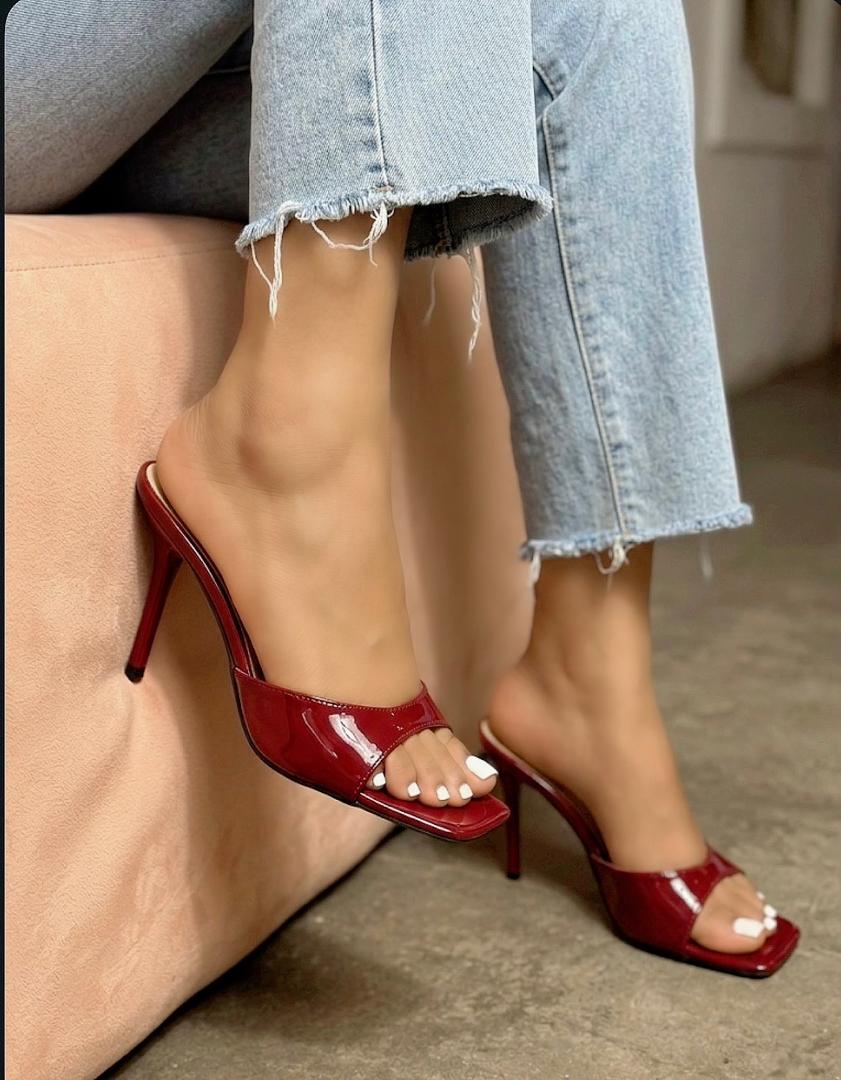 ​The Ruby Patent Square-Toe Mules
