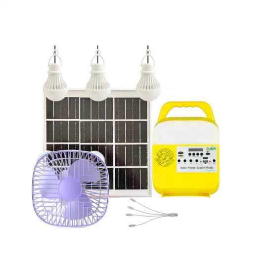 10000mah Solar Multimedia System-Radio, Bluetooth Speaker with 3 bulbs/ 10w panel